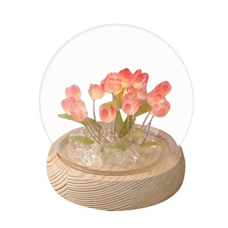 

Handmade Artificial Flower Tulip Night Light Bedside Sleep Lights Home Ornament Bedroom Table Decoration Atmosphere Lamp