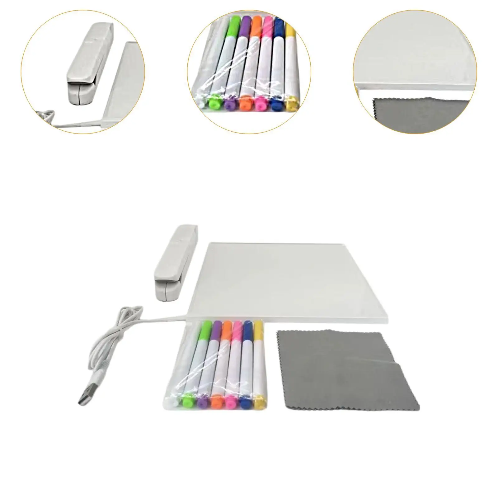 Acrylic Message Board with Stand Desktop Night Light Board with Light Erasable Writing Note for Home School Office