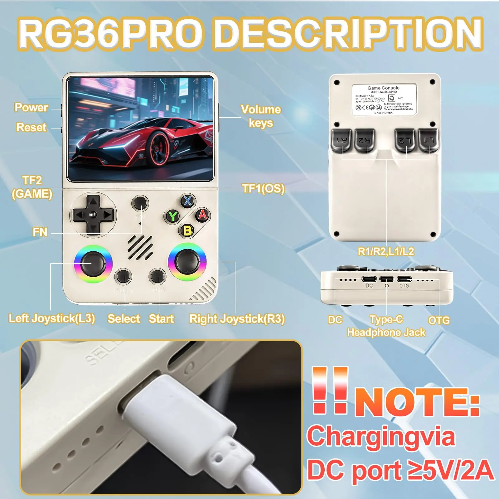 RG36PRO Handheld Game Console 3.5 Inch IPS Screen 30000 Games 64G Card 3000mAh Battery Open Source Retro Gaming Player_voghion.com