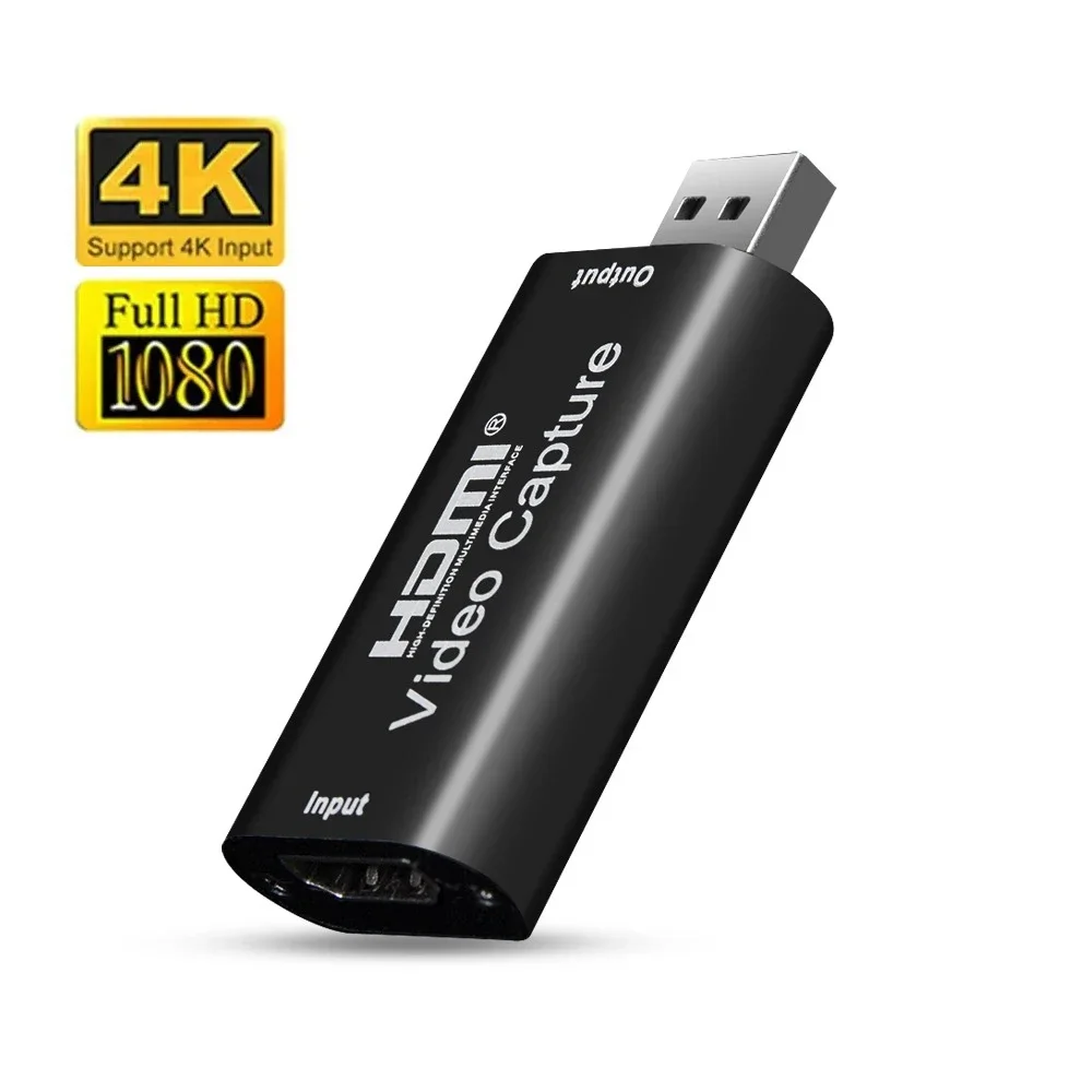 Video Capture Card USB 2.0 Video Capture Card 4K HDMI-compatible Video Grabber Live Streaming Box Recording for PS4 XBOX Phone Game DVD HD Camera