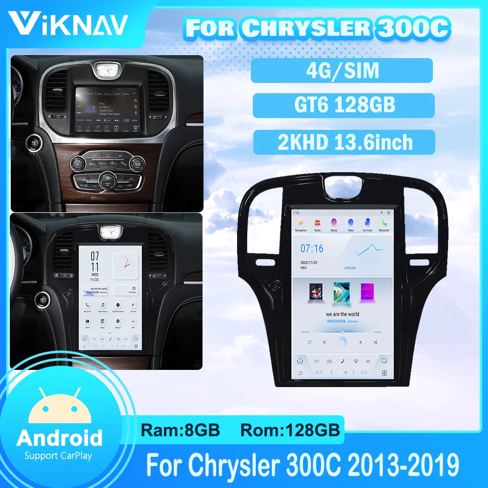 

128GB 2din Android 11 Car Radio For Chrysler 300C 2013 2014 2015 2016-2019 Car Stereo Tesla Screen Multimedia Player Head Unit