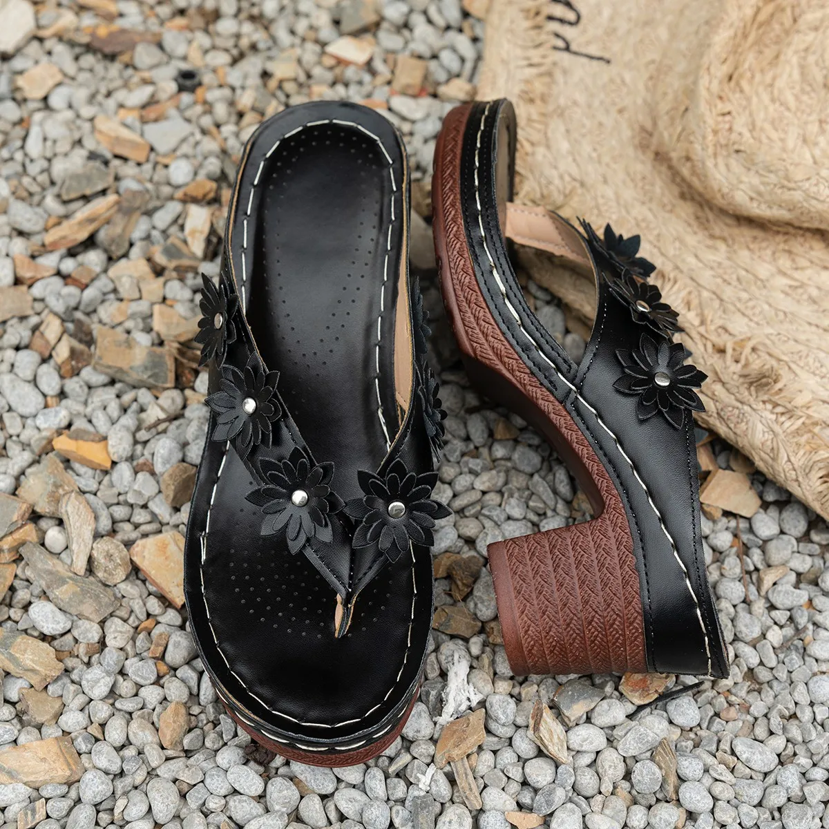 Women Platform Sandals Color Mid Heel High Heels Shoes Women Summer Female Open Toe Flip Flops Wedges Sandals Sandalias De Mujer