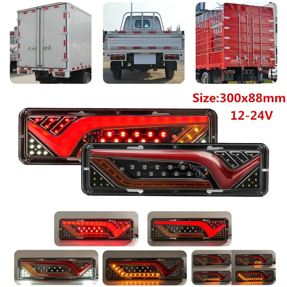 12V-24V Car Trailer Truck LED Tail Light Rear Brake Reverse Flowing Turn Signal Lamp Lorry Bus Camper Caravan RV Tractor Parts