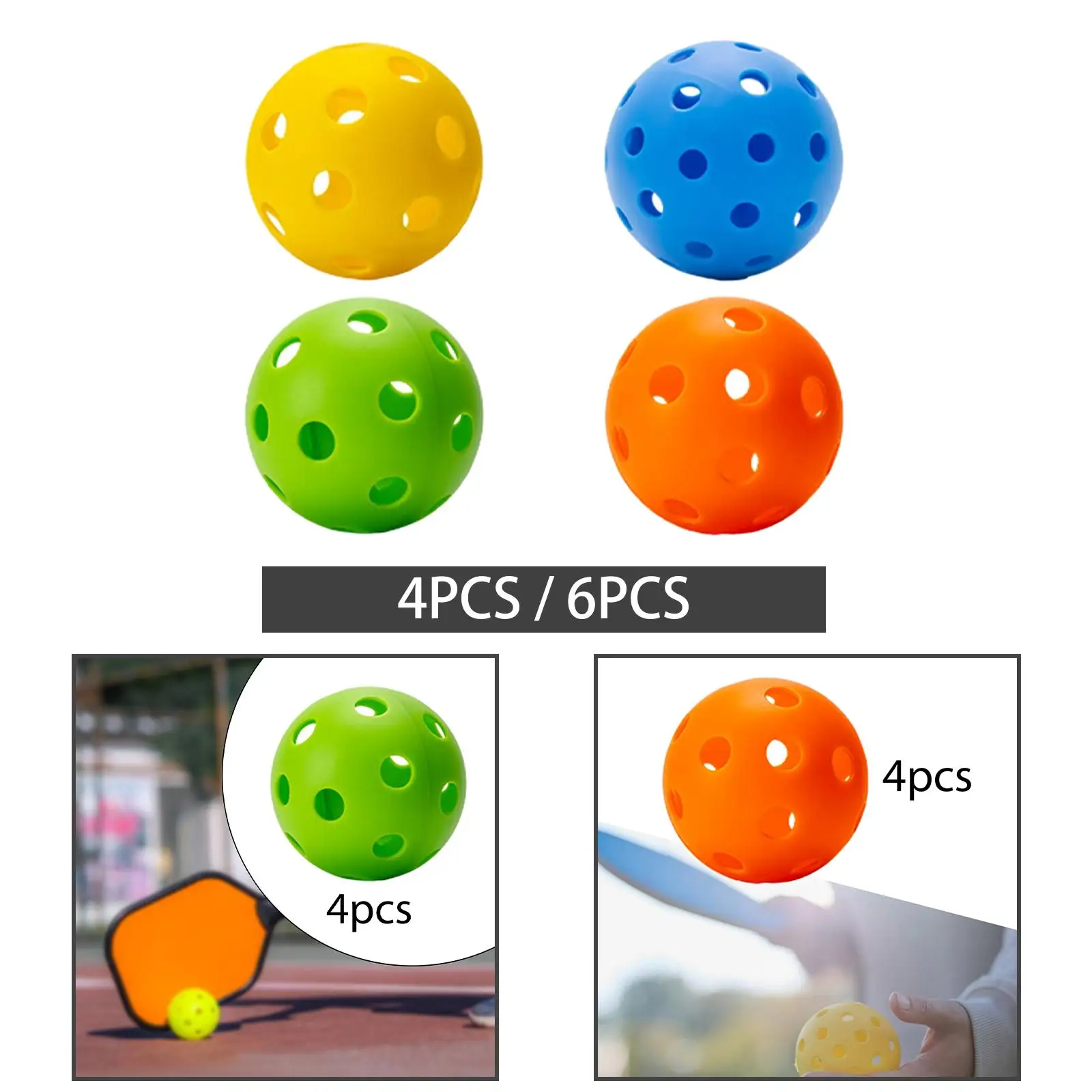 Indoor Pickleball Balls 74mm 26 Holes Durable Practice Toy Ball Golf Hollow Ball for Indoor Courts Pickleball Accessories