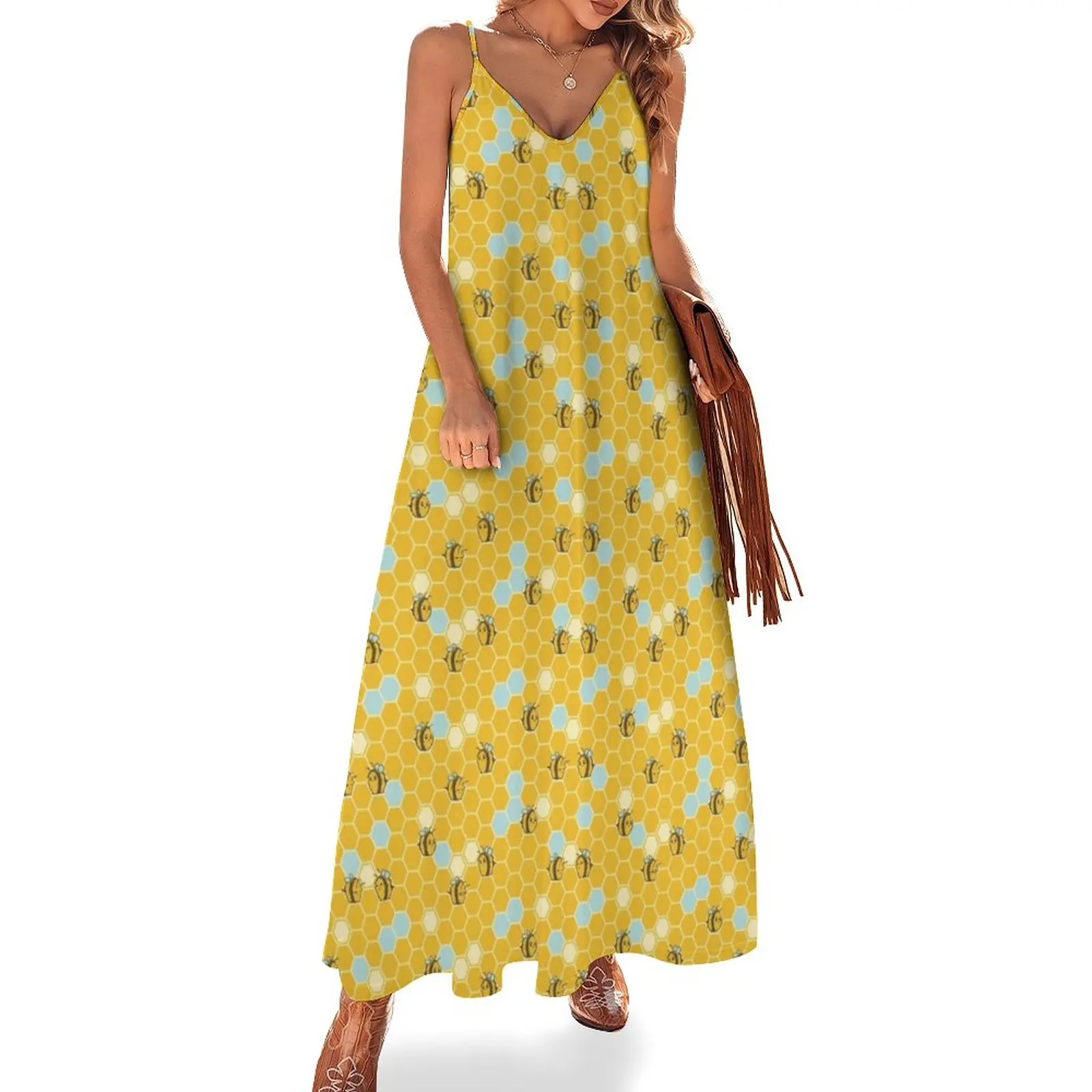

Hexagon Bees! Sleeveless Dress dress for women 2024 long dress women