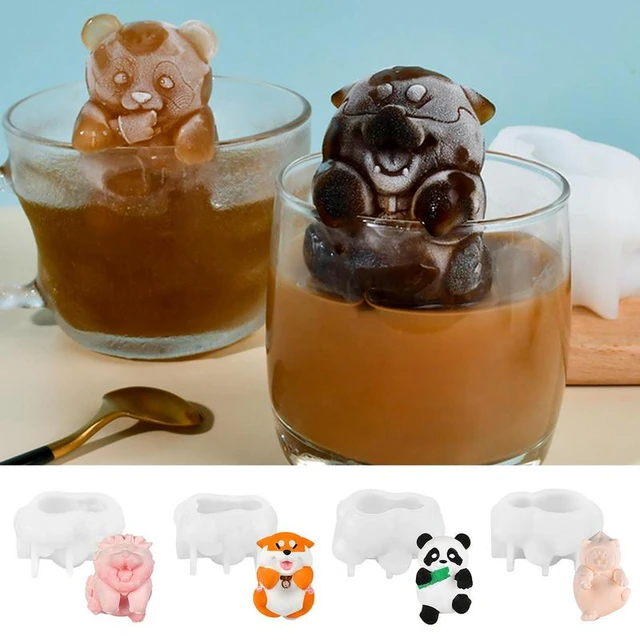 Set of 4 3D Silicone Ice Cube Mold Animal Shapes Ice Molds Cocktails  Reusable
