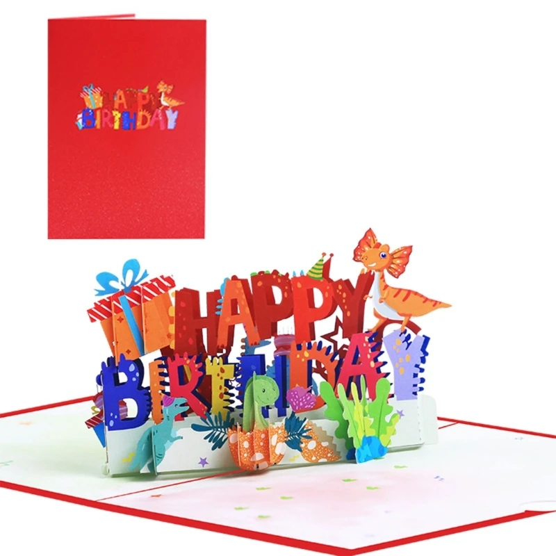 3D 업 해피 버스데이 카드 공룡 서프라이즈 걸 소년 생일 선물, 3D up 해피 버스데이 카드 생일 선물용