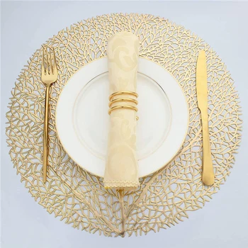 4-Piece Gold Leaf PVC Placemat Set 1