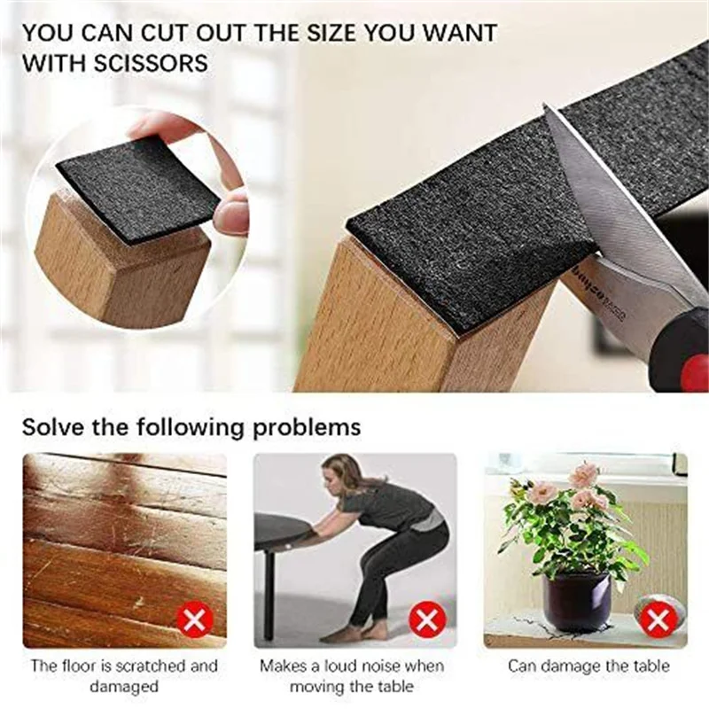 Self Adhesive Felt Tape Polyester Felt Strip Roll Hard Surface Protector Furniture Strips DIY Shape Sliding Pad Tape