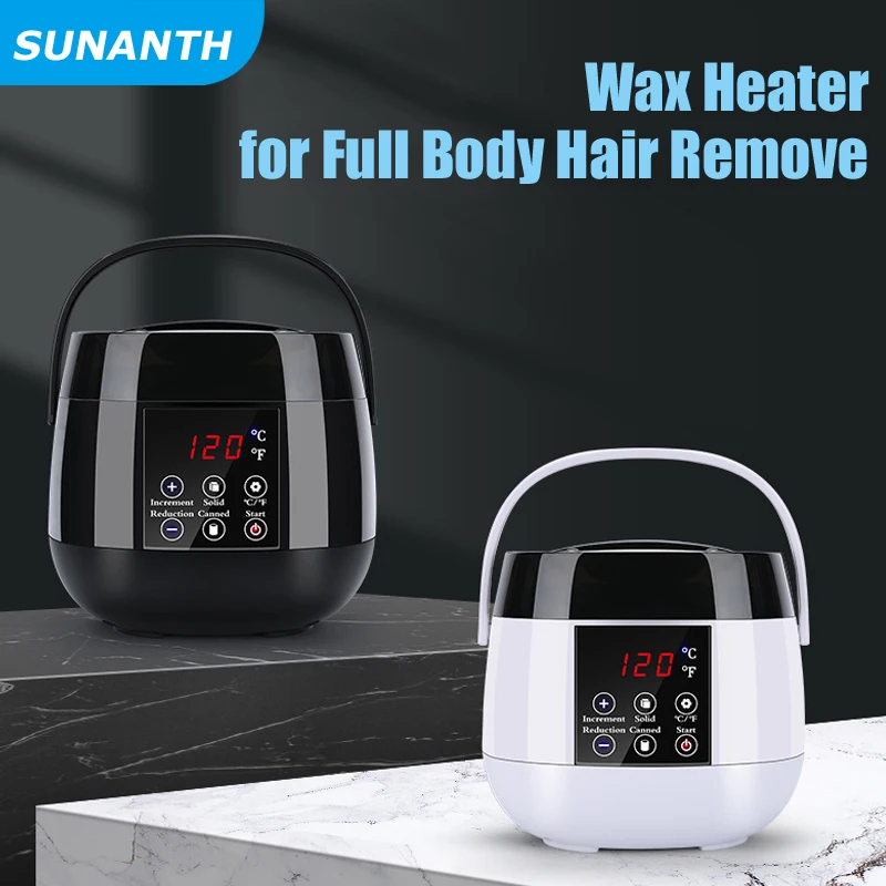 500ML Wax Heater Set For Body Hair Removal Unisex / Black And White Color Electric Display Screen Wax Heater / 200g Wax Beans
