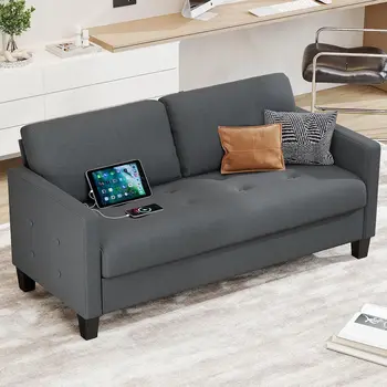 Comfy Loveseat Sofa Small Grey Couch, Small Love Seat Bedroom, Mid Century Modern Couches Living Room Dorm Office,Customized 1