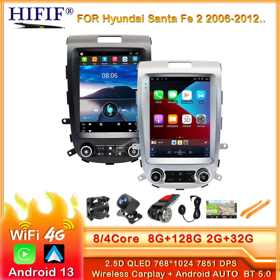 

Android 13 DSP Car Radio Multimidia Video Player Navigation GPS For Hyundai Santa Fe 2 2006-2012 2din Head Unit Carplay