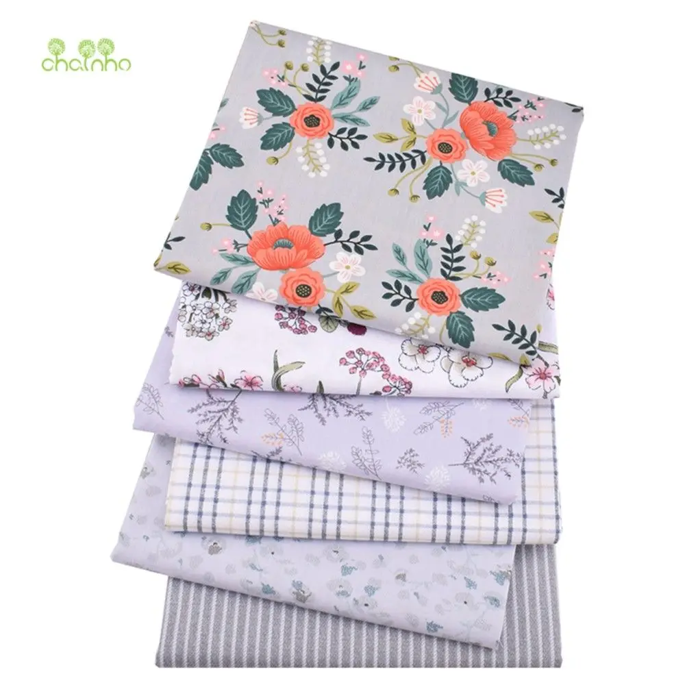 Chainho,Printed Twill Weave Cotton Fabric,Patchwork Cloth,DIY Sewing Quilting Material,Handmade Textile,Big Size,CC356-360