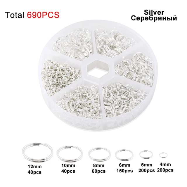 450-1450pcs/Box Jewelry Making Kits Lobster Clasp Open Jump Rings End Crimps Beads Box Sets Handmade Bracelet Necklace Findings L5 Double loops