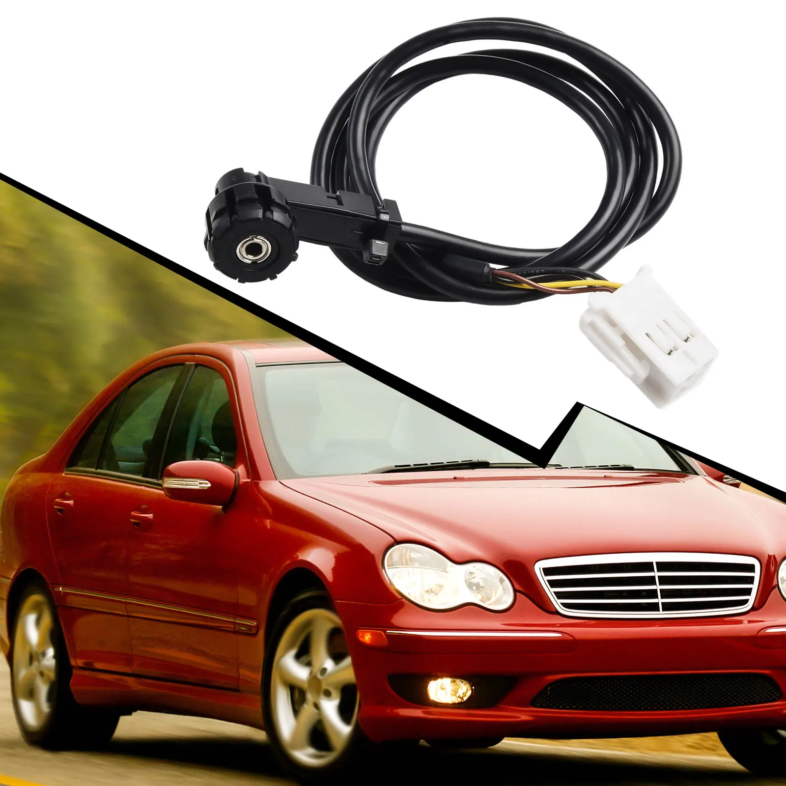 

1x New 4pin Car Aux Input Radio Cable For Mercedes-Benz C-Class W203 CLK W209 2000-2007 #A2034401808 Black Auxiliary Link Line