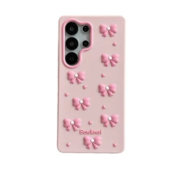 Quirky 3D Bowknot Silicone Shockproof Phone Case for Galaxy A26 (Pink)