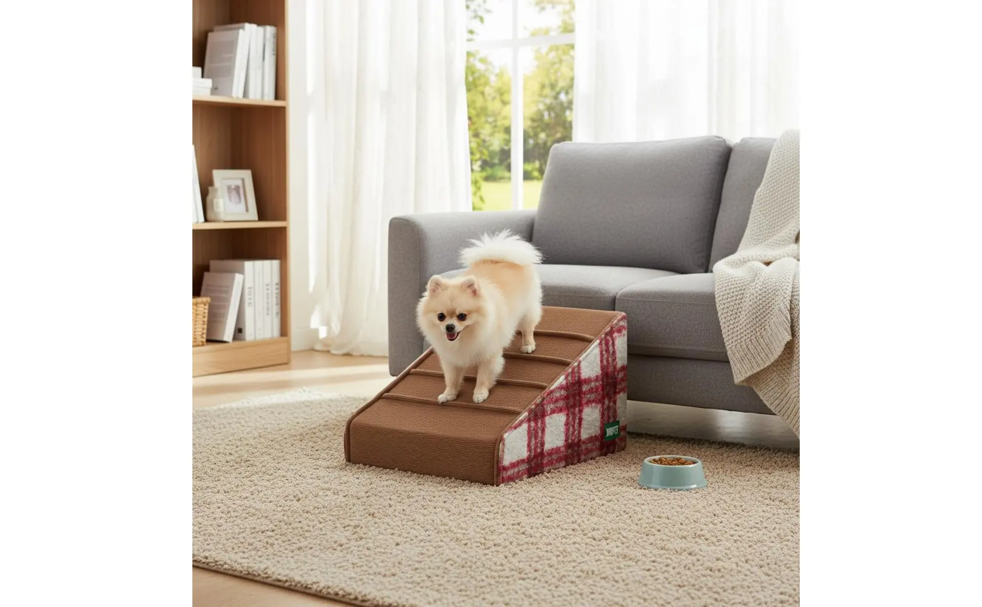 Dog Stairs Non-Slip Bottom High Bed Dog Stairs Pet Ramp Gentle Incline Cat Climbing Ramp Paw-Protective for Felines, Couch