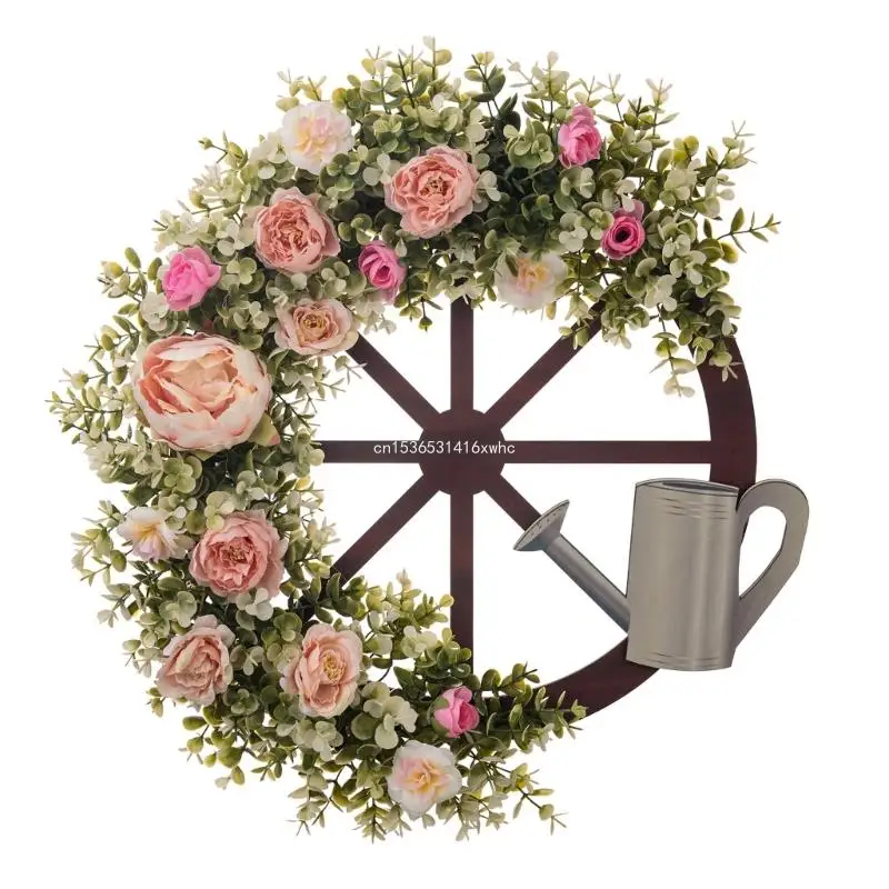 

Прямая поставка венок из искусственных цветов для входной двери фермерского дома на открытом воздухе, весенний венок