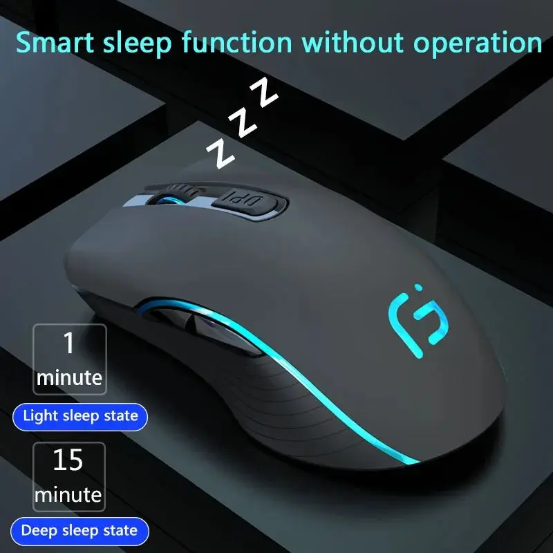듀얼 모드 2.4G + 블루투스 무선 게이밍 마우스, OGORUS X9 인체 공학적 2400DPI, 무소음 7 가지 색상 조절 가능, PC 노트북용 브레스 글로우