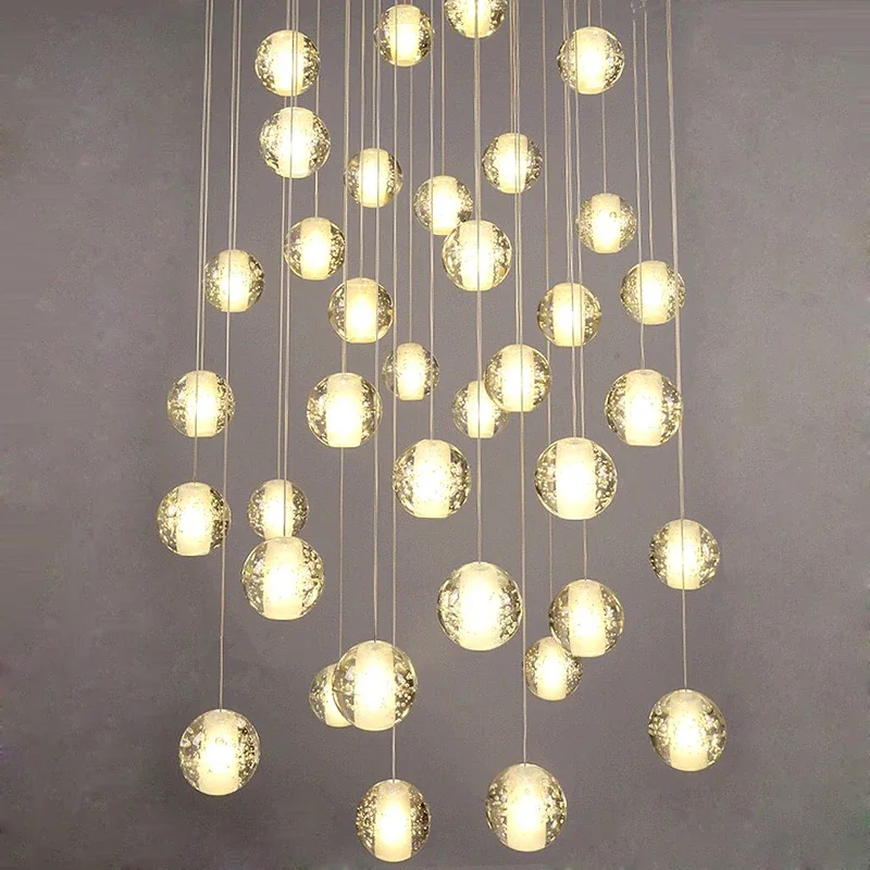 Modern Crystal Ball Chandelier G4 Led Chandeliers Staircase Living Room Decoration Kitchen Bedroom Pendant Lamp Hanging Lights 5