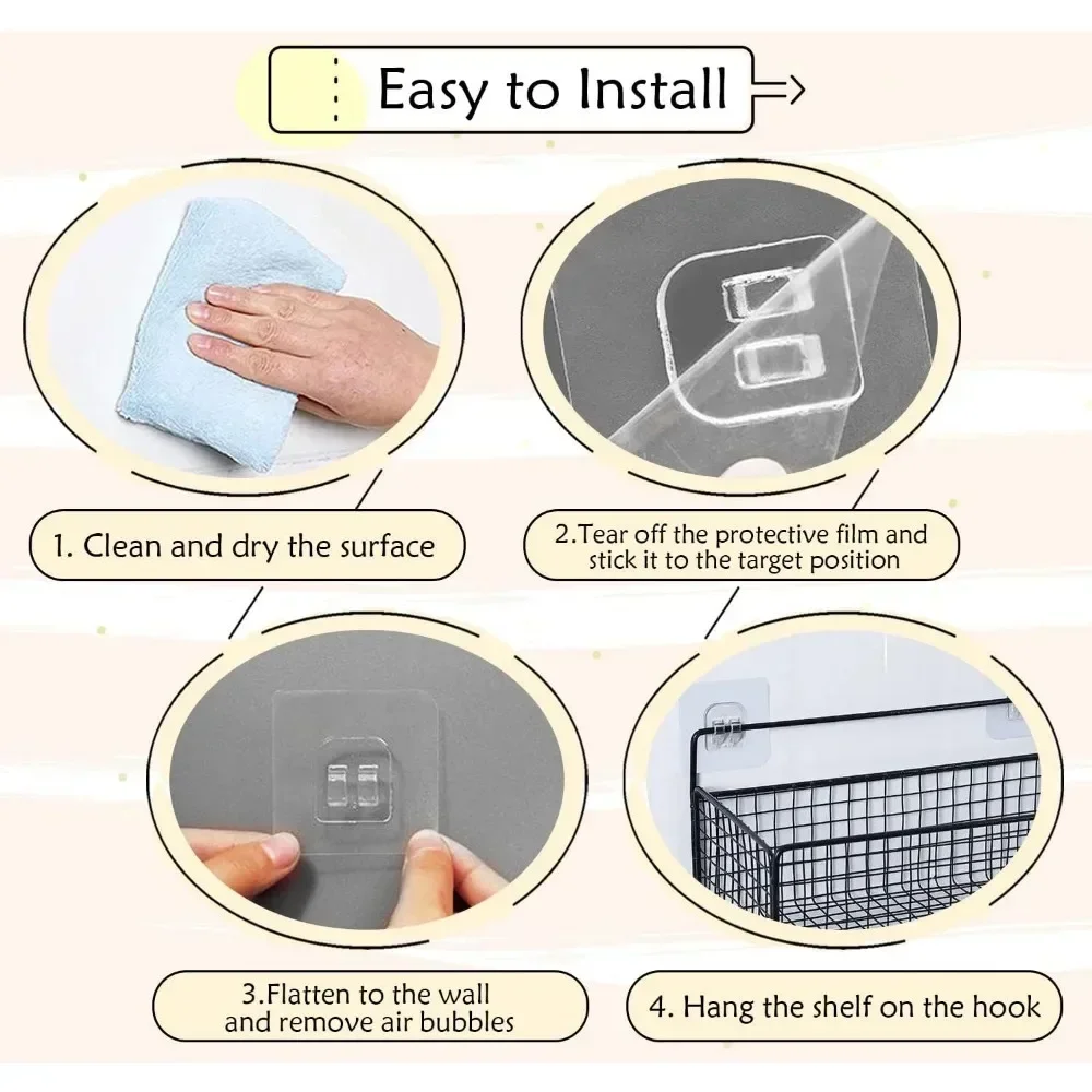 Transparent Hooks-Double-sided Adhesive Wall Hooks Multi-purpose Waterproof Clothes Hats Towel Kitchen Bath Door