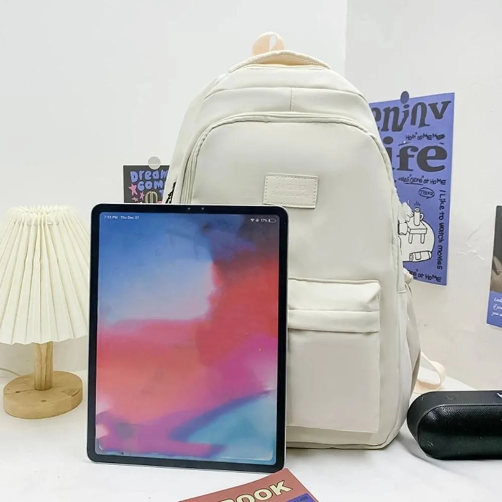 Durable Solid Color Laptop School Bag Simple Oxford Large Capacity Backpack Waterproof Daypack College Backpack Teenagers 3