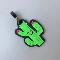 Creative Animal Cartoon Luggage Tag - Silica Gel Suitcase ID Holder with Address Label (Cactus)