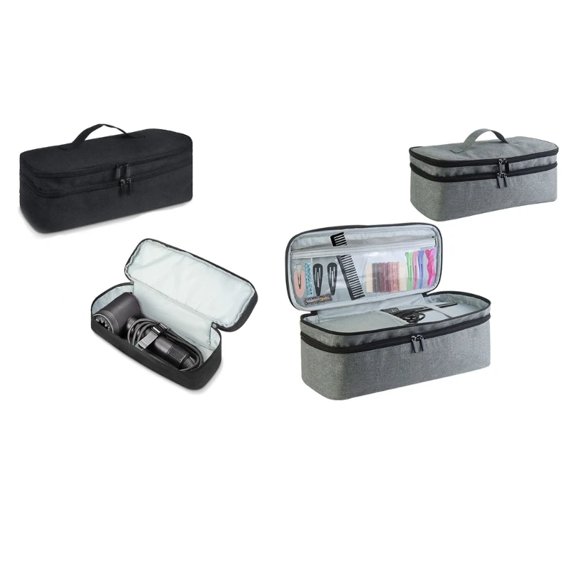 

Сумка-органайзер на молнии для фена, двухслойный чехол, универсальный чехол для хранения инструментов для бигуди, устойчивая к