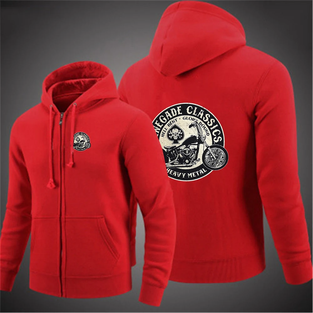 Men Solid Color Zipper Pullover Long Sleeved Hoodie