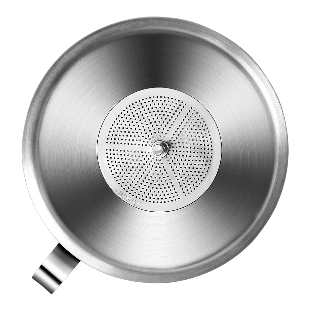 Description Picture 3 of item304 Stainless Steel Funnel with Strainers Bar Filter for Beer Brewing Transferring Liquid Wine Making Brewing Funnel Strainer