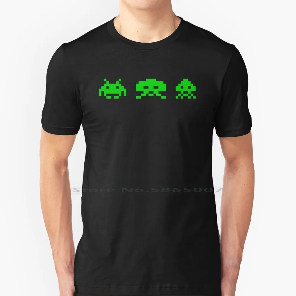 Space Invasors. T Shirt 100% Cotone Space Invade Invasion Invasion Invasion Invasion Invader Gaming Retro Pixel Pix Elated