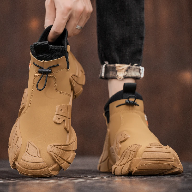 Men's  Boots Waterproof Wear-Resistant Anti-Slip Worksite Casual Shoes Zipper Design High-Accuracy Fashionable Boots - 4