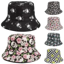 

New Summer Bucket Hat Skull Hip Hop Print Women Men Outdoor Foldable Bob Fisherman Hat Girls Gorros Panama Sun Hats