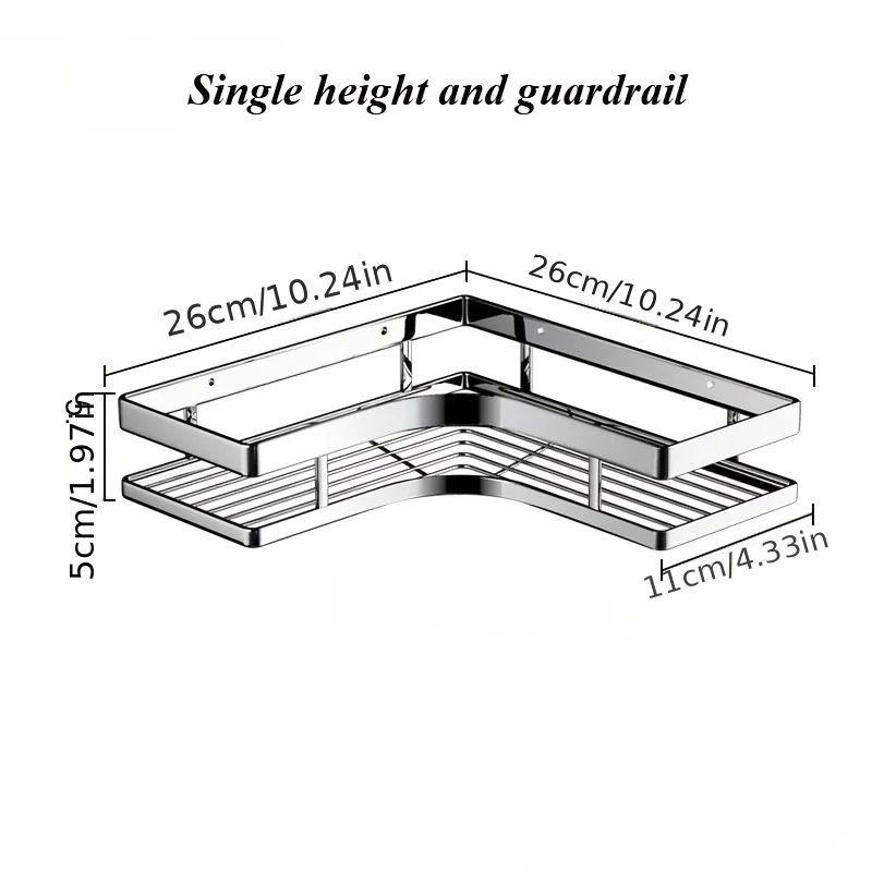 No Drill, Thickened Flat Bar Triangle Shelf, Waterproof Rectangle Storage Organizer for Bathroom and Kitchen 5