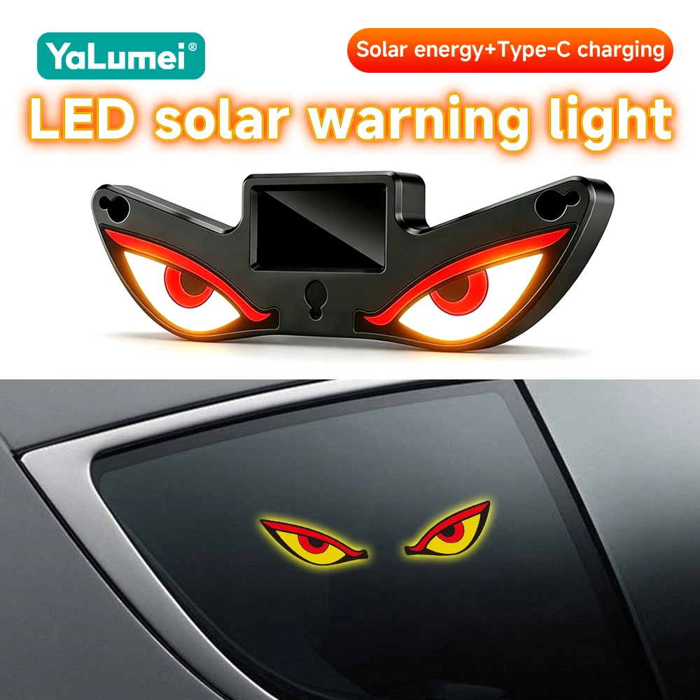 Car Solar-Powered Devil Eye Warning Light - Wireless Installation