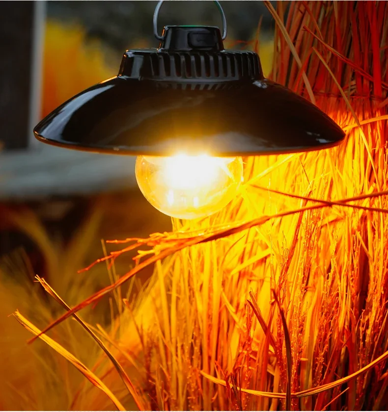Vintage-Style Rechargeable Camping Lantern - Portable, Dimmable Outdoor Hanging Light