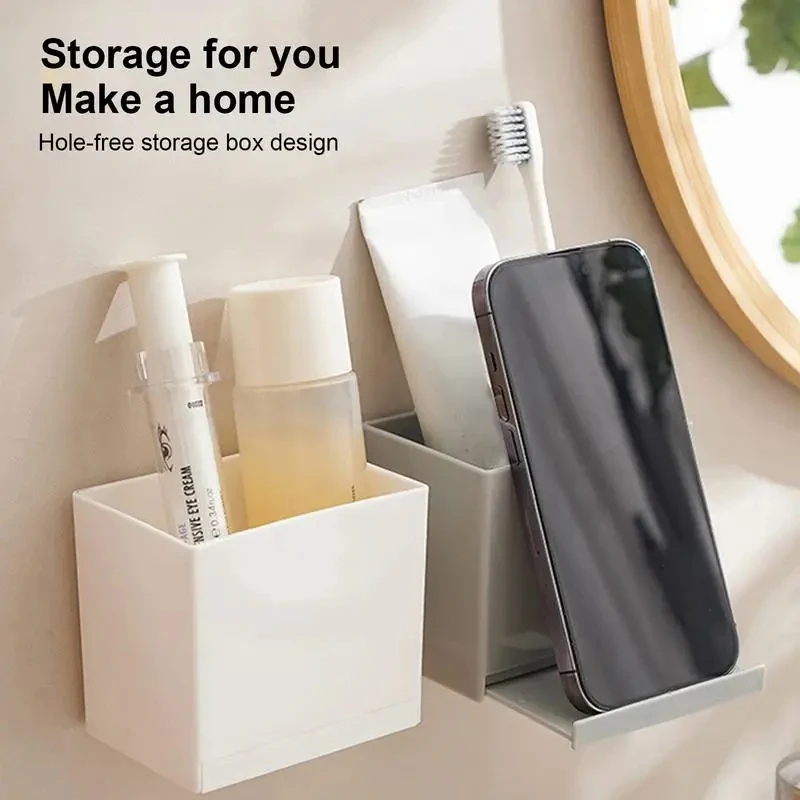 1/2PCS Wall Mounted Storage Rack Punch-free TV Air Conditioner Remote Control Mobile Phone Storage Box Debris Storage Holders