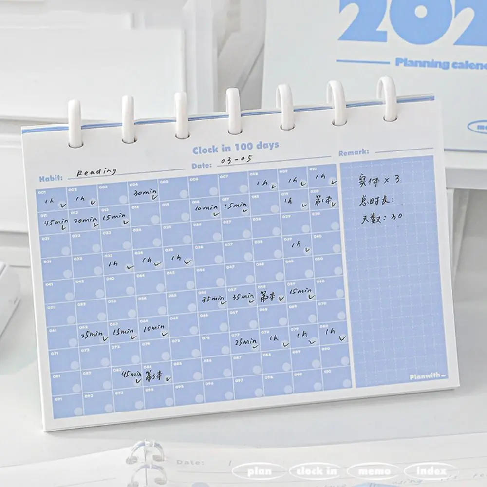 머쉬룸 버튼 2025 데스크 캘린더 스파이럴 스탠딩 플립 학습 계획 데스크 캘린..