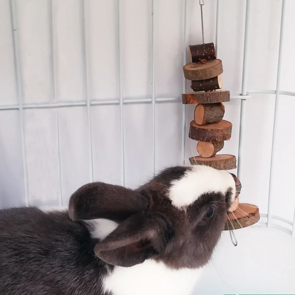 Leasote Natural Wooden Chew Toy With Bell For Hamsters, Rabbits, Guinea Pigs & Small Pets - View #4