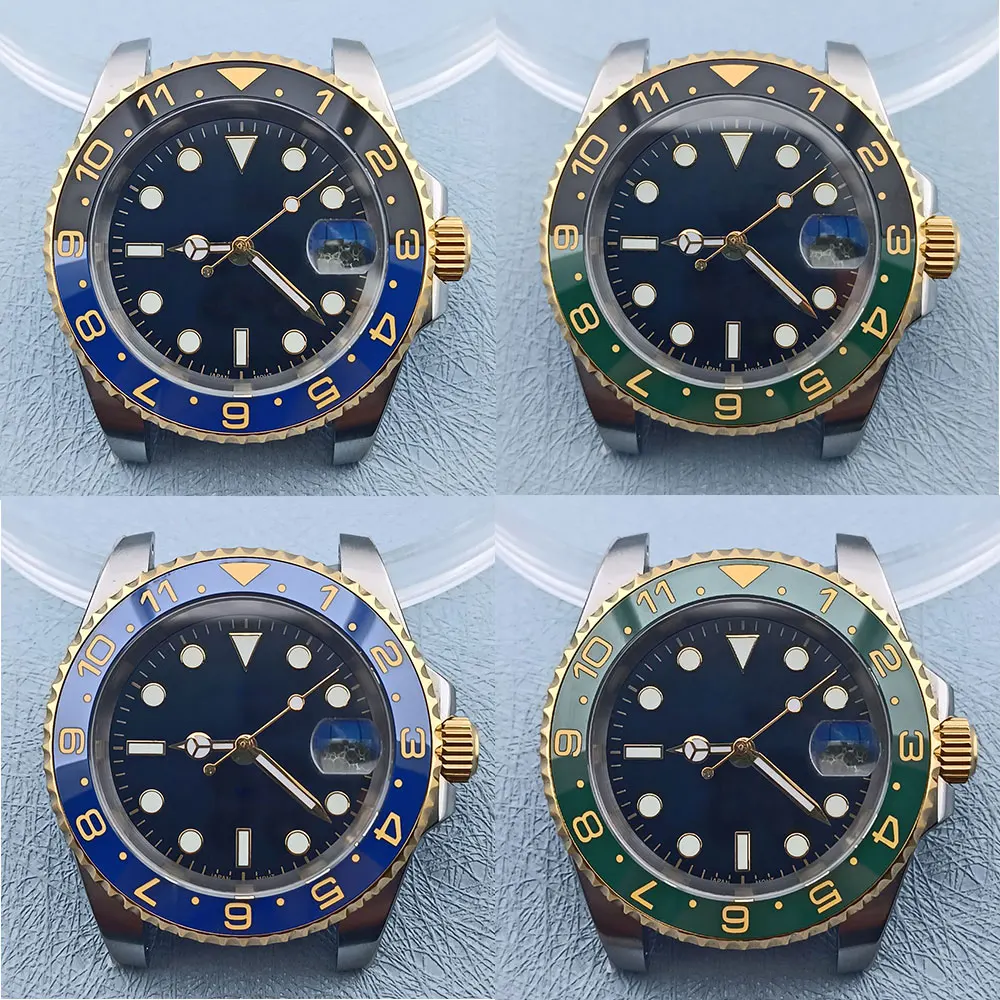 

40mm nh35 watch transparent bottom case 316 stainless steel sapphire glass fit nh34 nh36 movement c3 luminous dial Silver