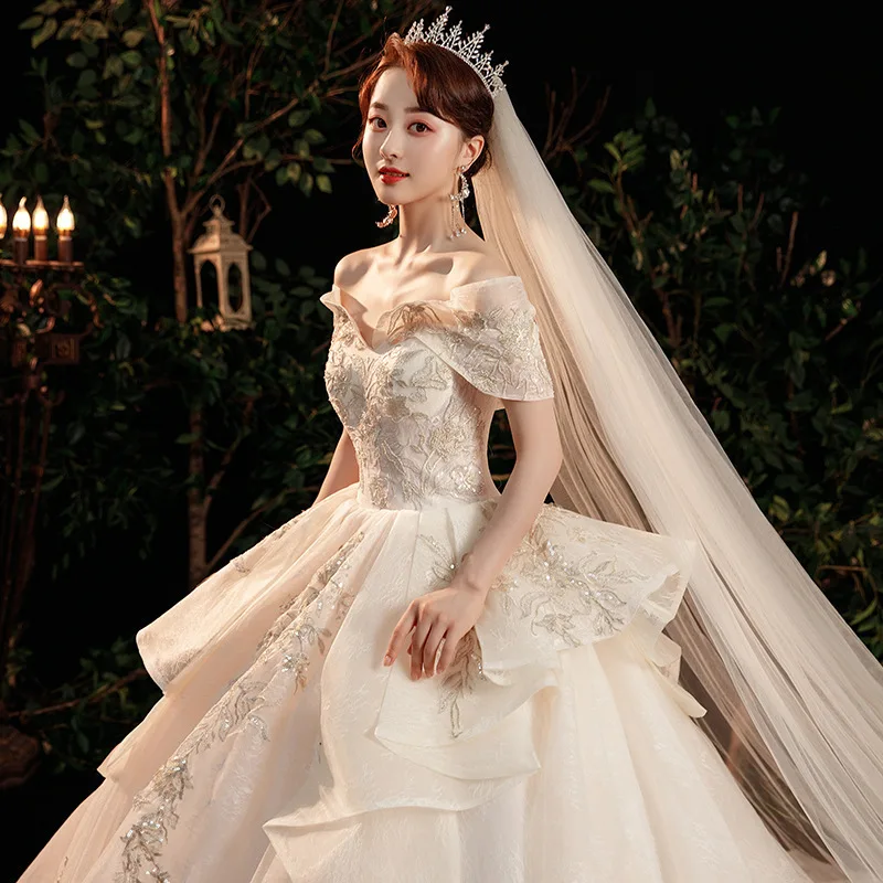 

Main Wedding Dress Bride French Palace Heavy Industry Tail Starry Sky Big Size Forest Series Fantasy Super Immortal