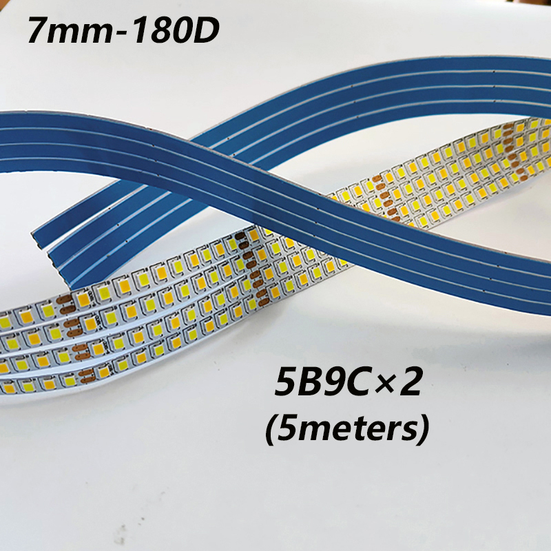 ï¼2 welding point) 5meters 2835-7mm-180D 3Colors Constant Current LED Strip with 3000K+6500K LED Ribbon 5B9CÃ2 18WÃ2/M For repair