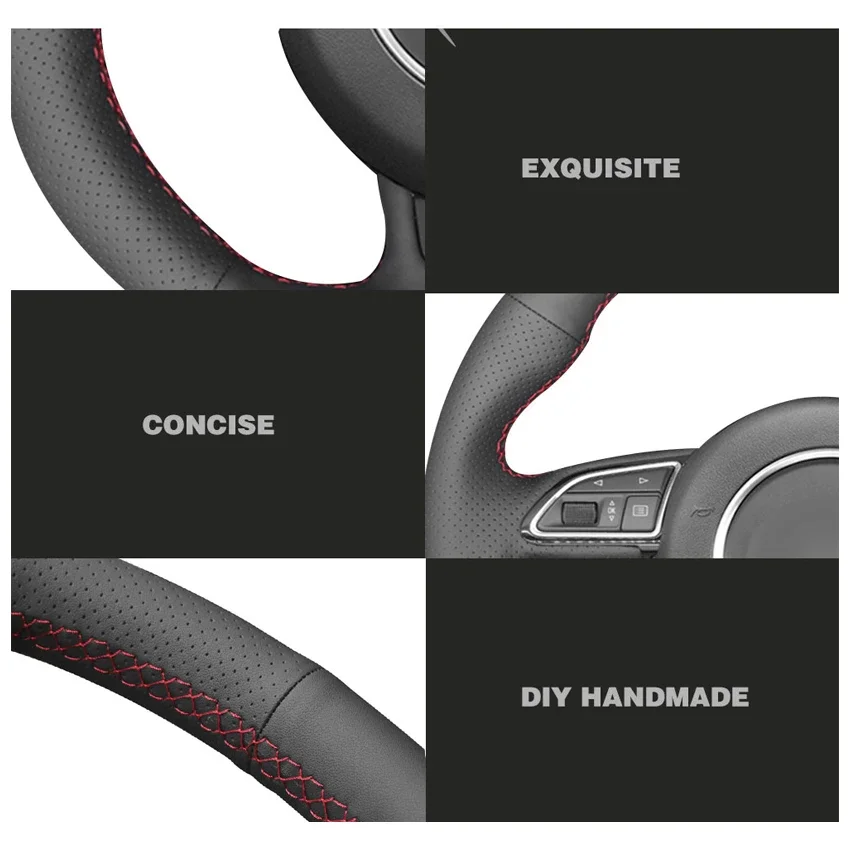 Black Faux Suede Carbon Fiber Soft Car Steering Wheel Cover For Seat Leon FR Cupra MK2 1P Ibiza FR 6L 2005 2006 2007 2008 2009