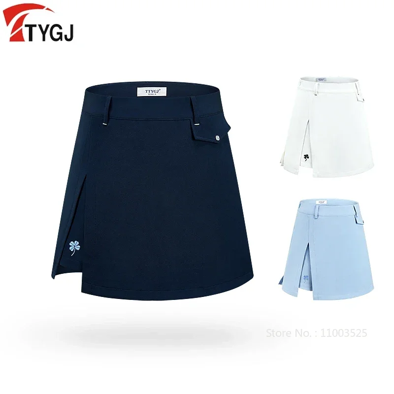 TTYGJ Golf Dress Women Korean Slim Golf Skirts Split Anti-exposure Tennis Skorts Ladies Fashion Pleats Skirts with Inner Shorts