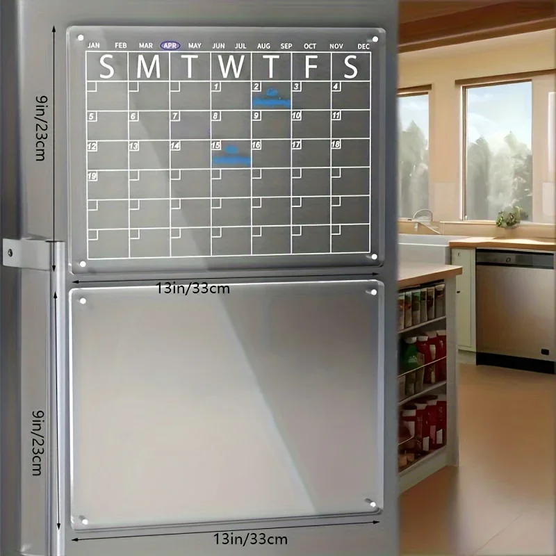 Acrylic Magnetic Dry Erase Board Calendar For Fridge Clear Dry Erase Calendar For Refrigerator Magnetic Fridge 2pcs magnetic calendar magnetic dry erase board