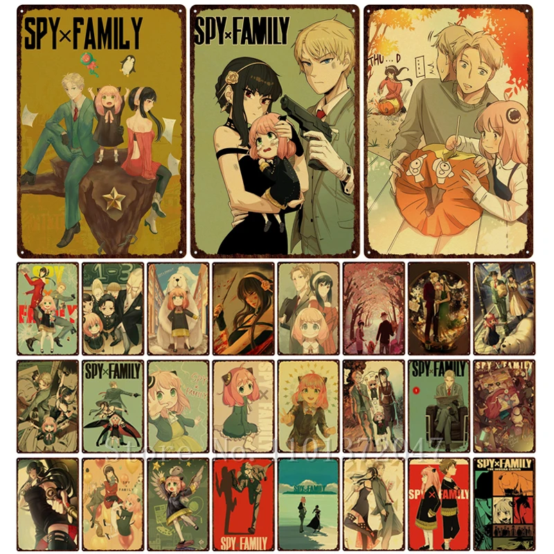 

Японский аниме шпион X семейная металлическая табличка, металлические плакаты, домашнее искусство, железная живопись