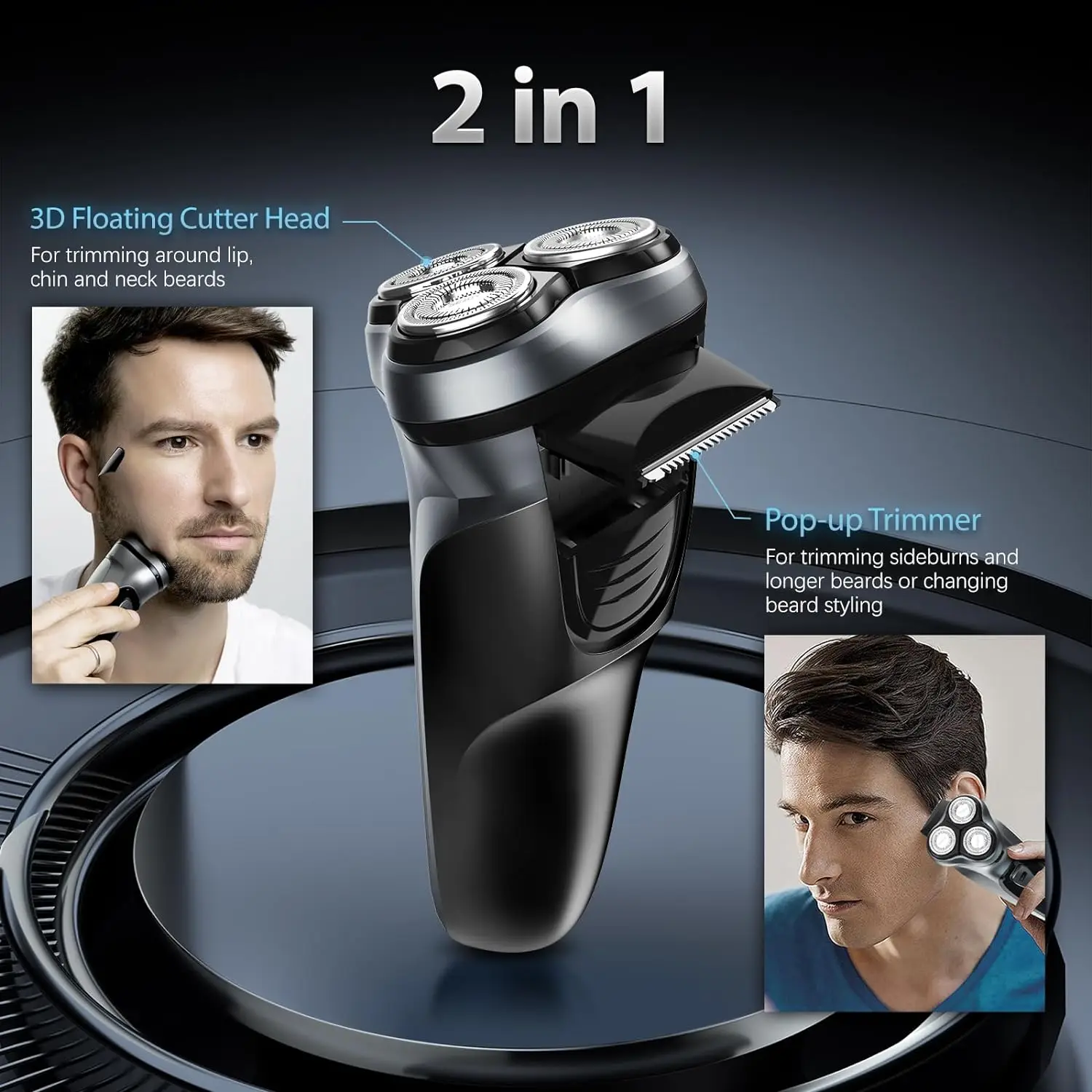 Rasoio Elettrico Per Uomo Rasoio Elettrico SOEYE Rasoio Per Uomo Lama Galleggiante 3D Barba Trimmer Ricarica USB Macchina Per Tagliare I Capelli - Foto 10
