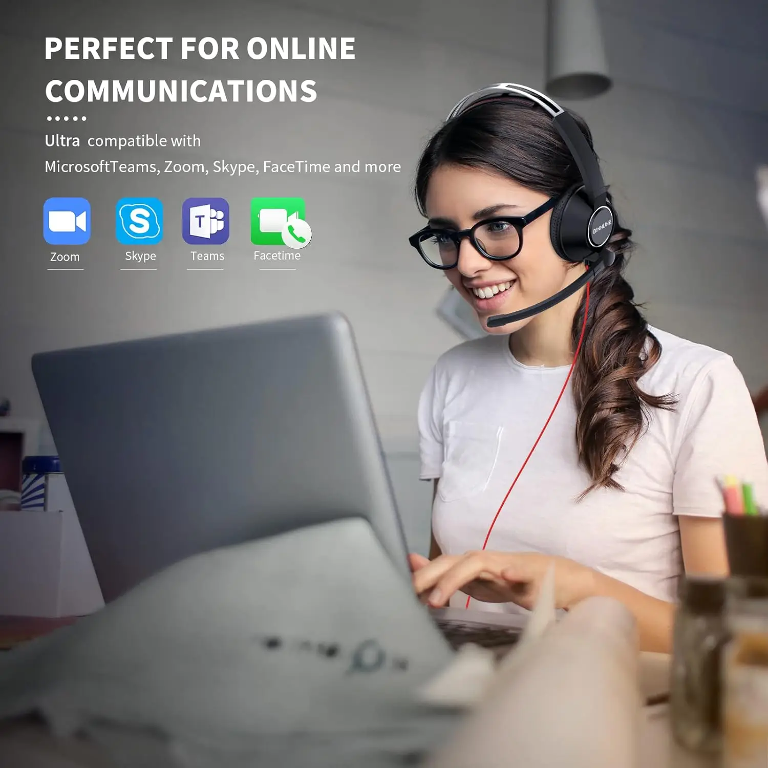 Binnune Usb Headset For Laptop Pc Computer Wired Work Headphones With Noise Cancelling Mic For Office Conference Call Center, Alina Gadgets