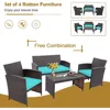 4 Pieces Wicker Patio Furniture Set, Outdoor PE Rattan Conversation Set with Chairs,Loveseat, Coffee Table,Cushions for Poolside 3