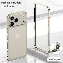 Premium Aluminium Alloy Metal Frame Bumper with Camera Protector Cap Cover - iPhone 15 (Titanium gold)